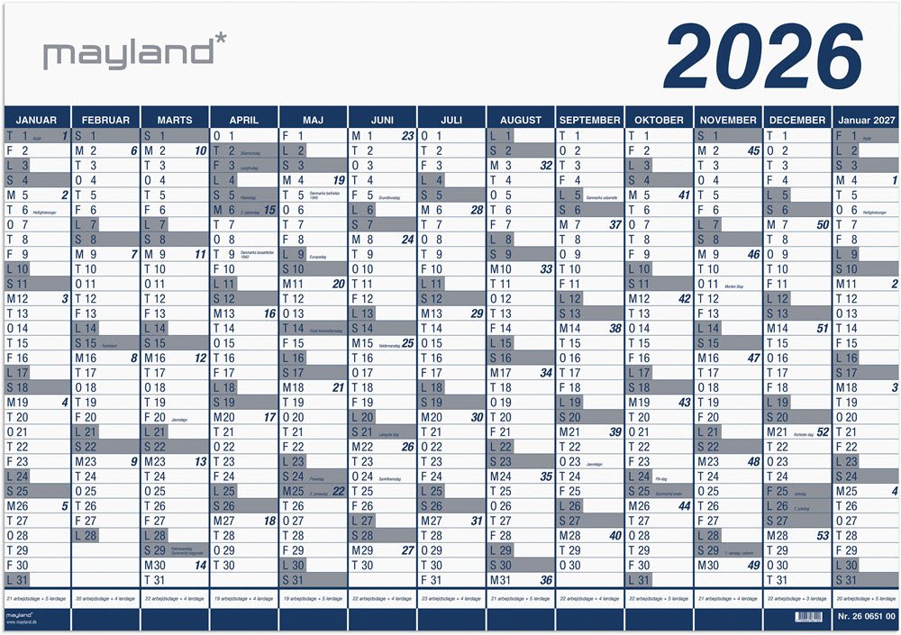 Kmpekalender 1x13 mdr. PP-plast 2026 (i plastpose)