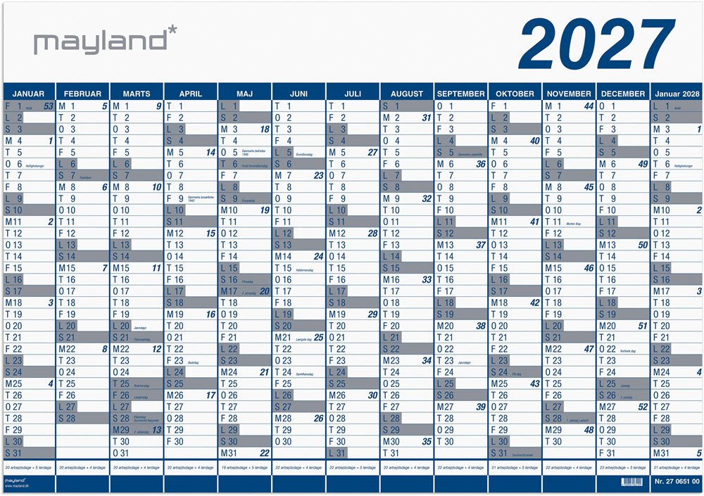 Kmpekalender 1x13 mdr. PP-plast rr 2027