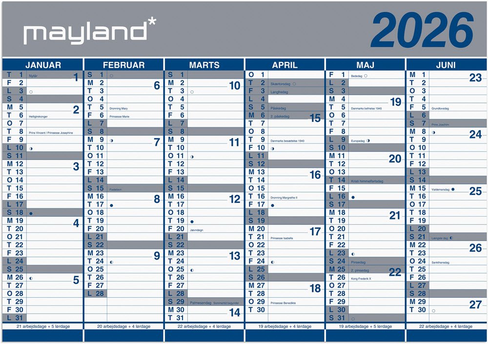 Kmpekalender 2x6 mdr. papir 2026 (i plastpose)