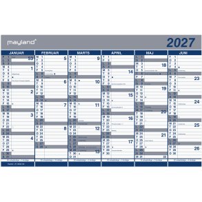 Kontorkalender Dobbelt halvrskalender 2027