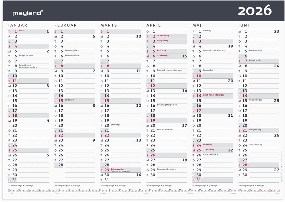 Kontorkalender Moderne A3 2026