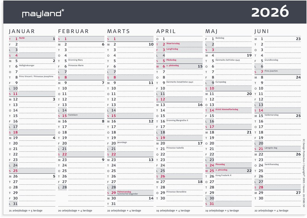 Kontorkalender Moderne A5 2026