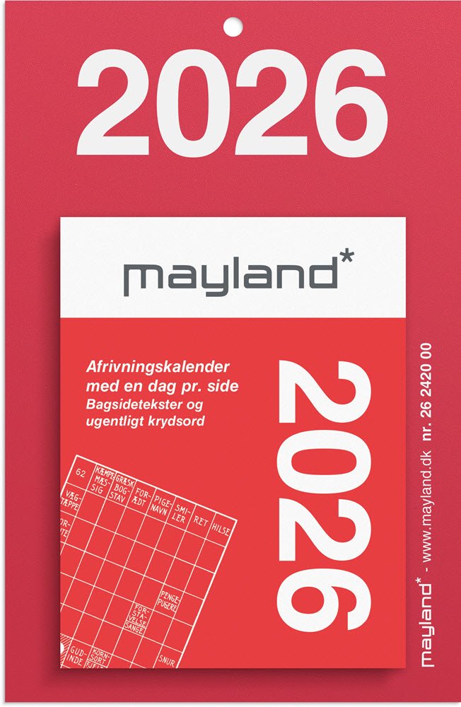 Lille afrivningskalender m/bagsidetekst 2026