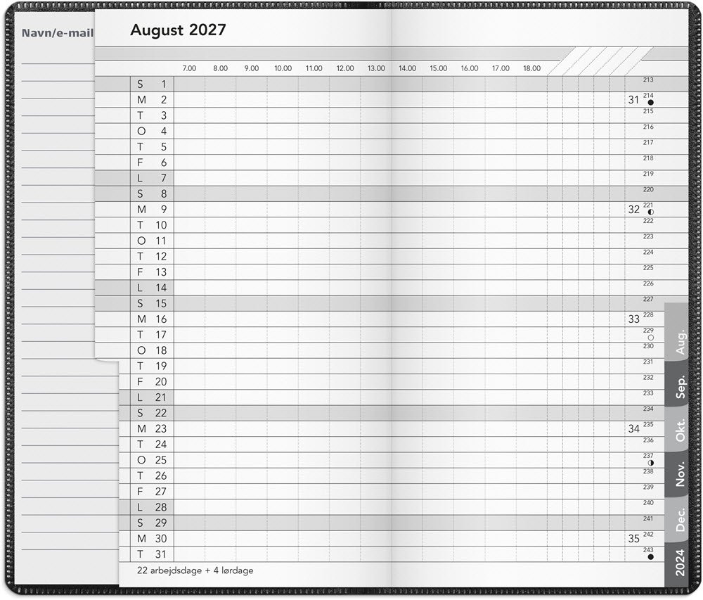 Mayland 2027 Basic m�nedskalender sort pp-plast