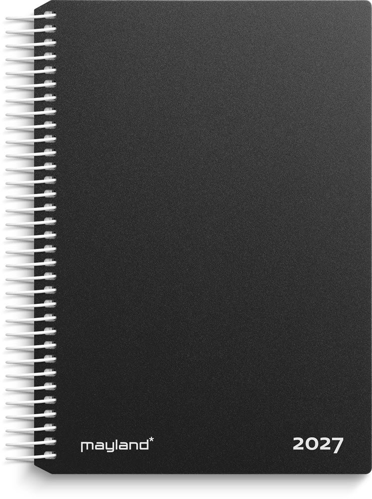Mayland 2027 Dagkalender spiral sort pp-plast