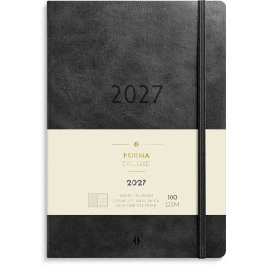 Mayland 2027 Forma Deluxe A5 Ugekalender tv�rformat sort kunstskind