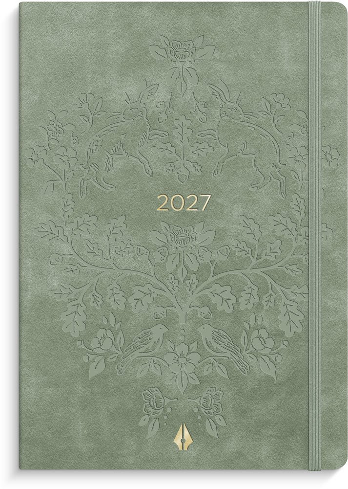 Mayland 2027 Forma Deluxe A6 Ugekalender tv�rformat gr�n kunstskind