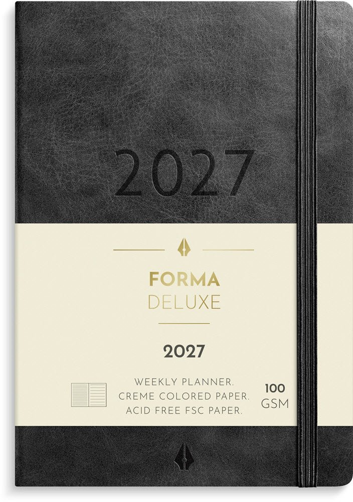 Mayland 2027 Forma Deluxe A6 Ugekalender tv�rformat sort kunstskind
