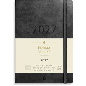 Mayland 2027 Forma Deluxe A6 Ugekalender tv�rformat sort kunstskind