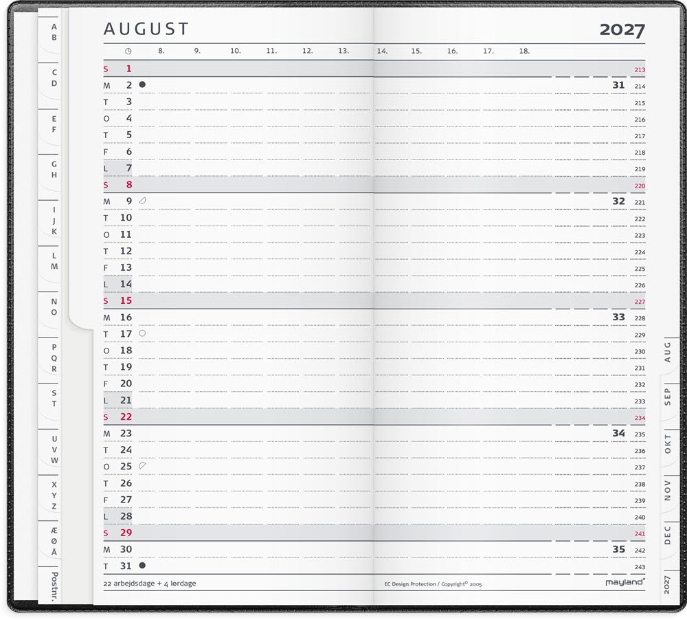 Mayland 2027 Index Planner m�nedskalender sort vinyl