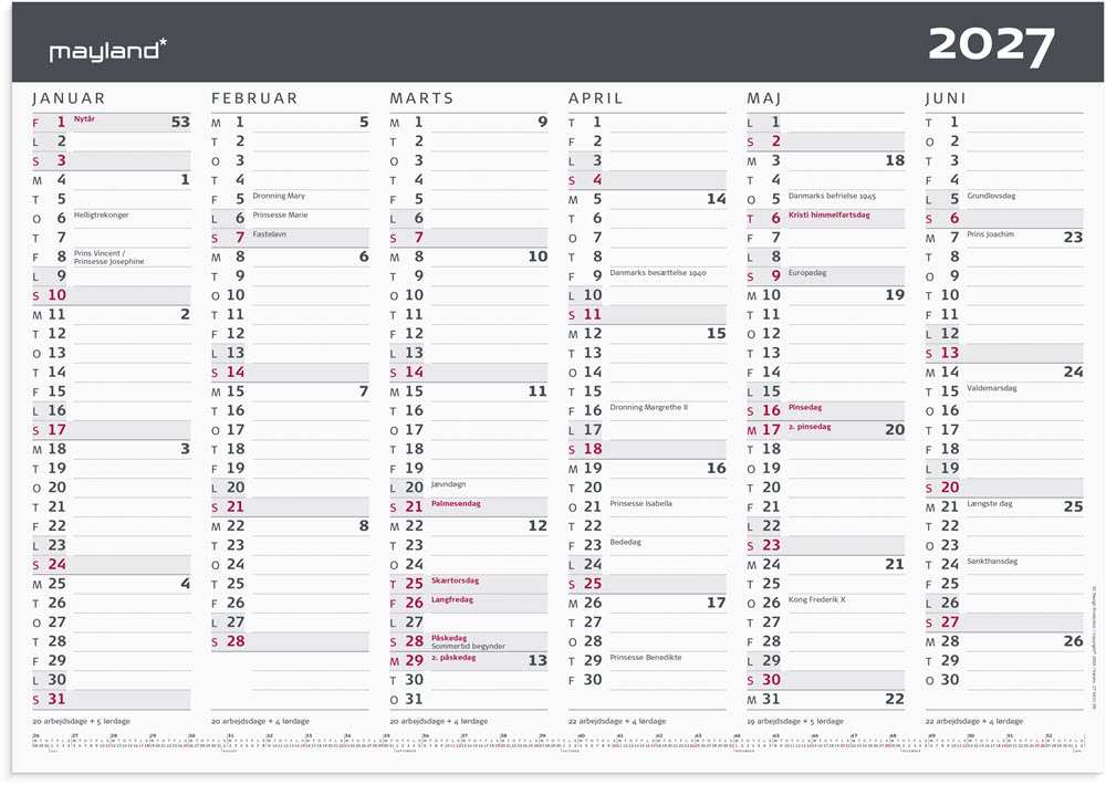 Mayland 2027 Kontorkalender Moderne A3 