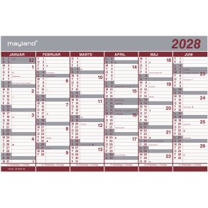 Mayland 2028 Kontorkalender dobbelt halv�rskalender