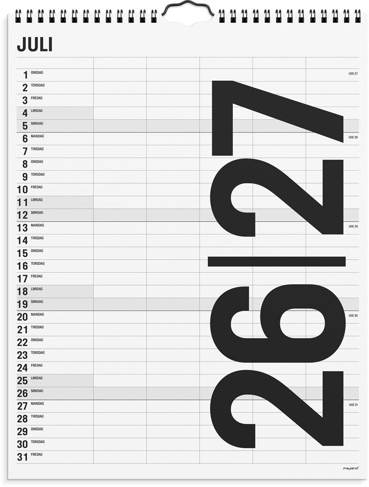 Mayland Studie 26/27 Familie kalender 5 kol. black and white