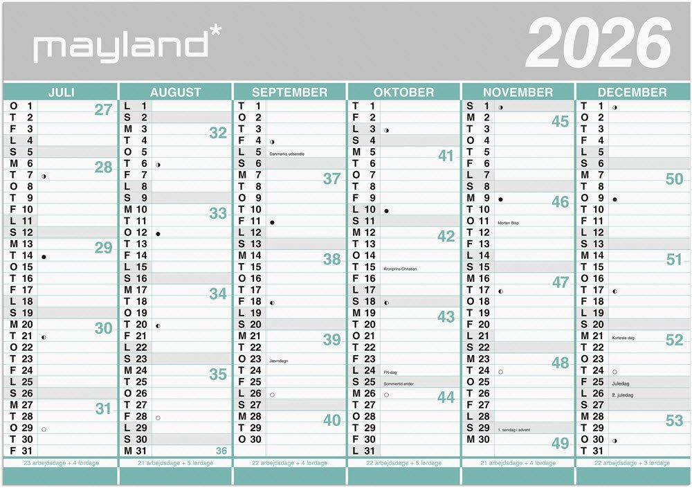 Mayland Studie 26/27 K�mpe Kalender 2x6mdr 