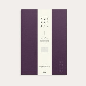 Notesbog A4 Linjeret Tekstil lilla 192 sider