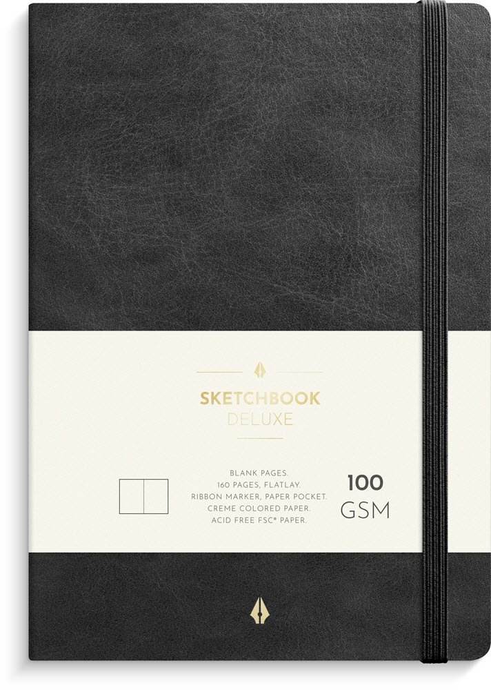Notesbog Deluxe Sort Blank 160 sider