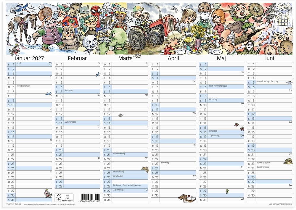 V�gkalender Otto Dickmeiss &amp; Lilja Scherfig A3 2027