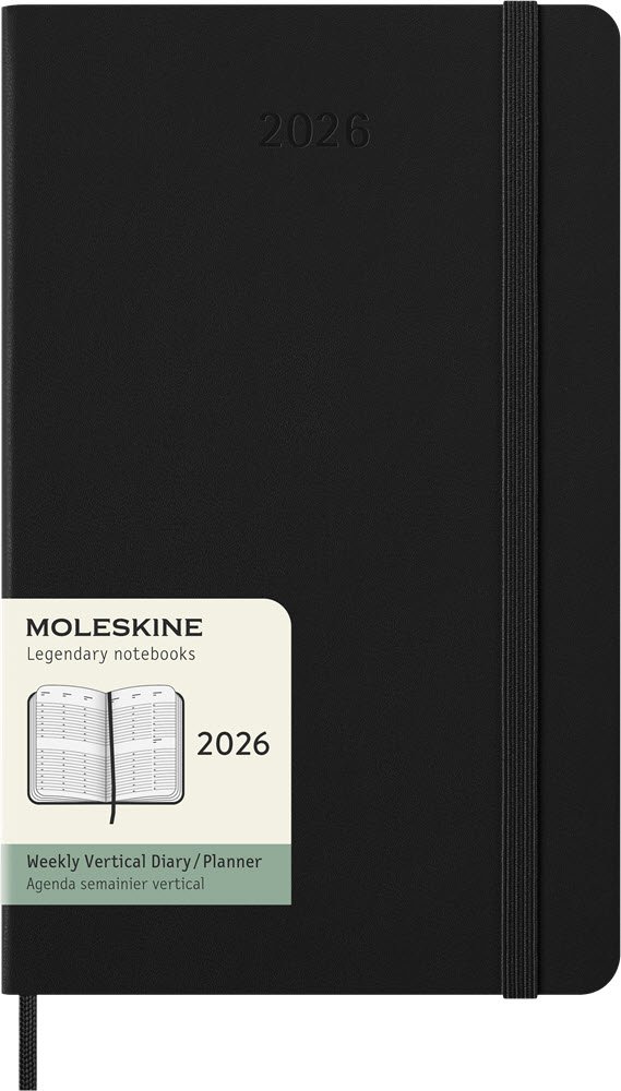 Moleskine 2026 Large Hard Uge Vertikal Sort
