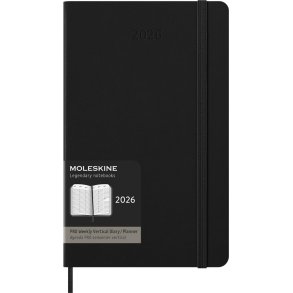 Moleskine 2026 Large Pro Hard Uge Vertikal Sort 