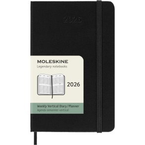 Moleskine 2026 Pocket Hard Uge Vertikal Sort
