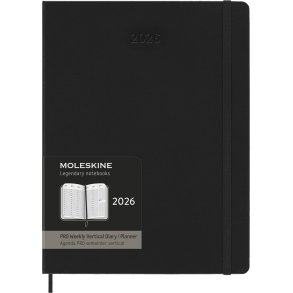Moleskine 2026 XL Pro Hard Uge Vertikal Sort 