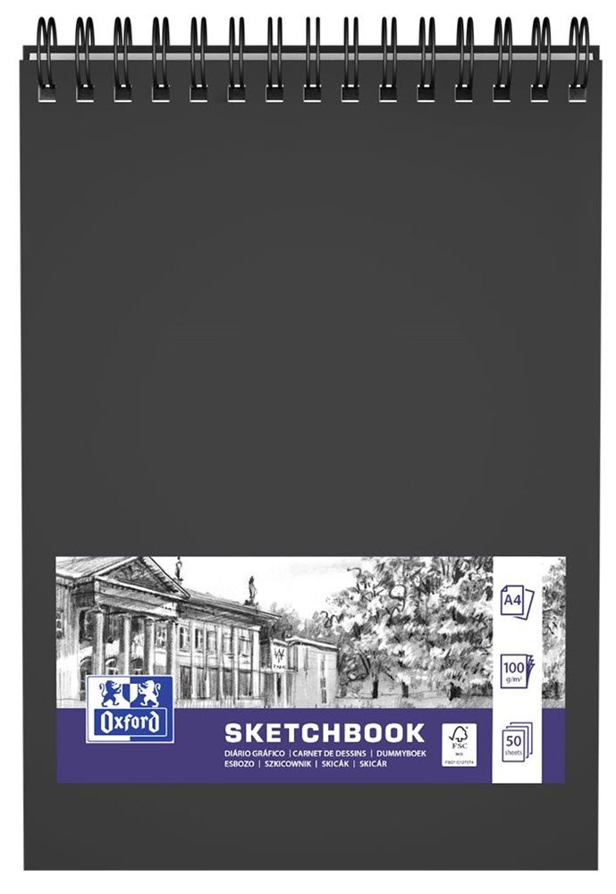 Oxford Skitseblok A4/50ark 100g dobbeltspiral