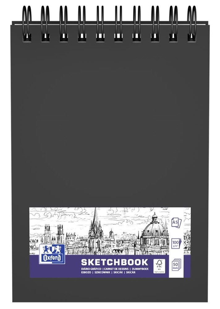 Oxford Skitseblok A5/50ark 100g dobbeltspiral