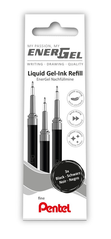 Pentel Energel Refil 0,5 Sort 3 stk. LRN5-3A