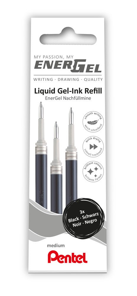 Pentel Energel Refil 0,7 Sort 3 stk. LR7-3A