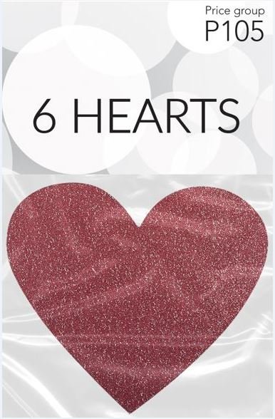 Karton hjerter Rd glitter 6 stk.