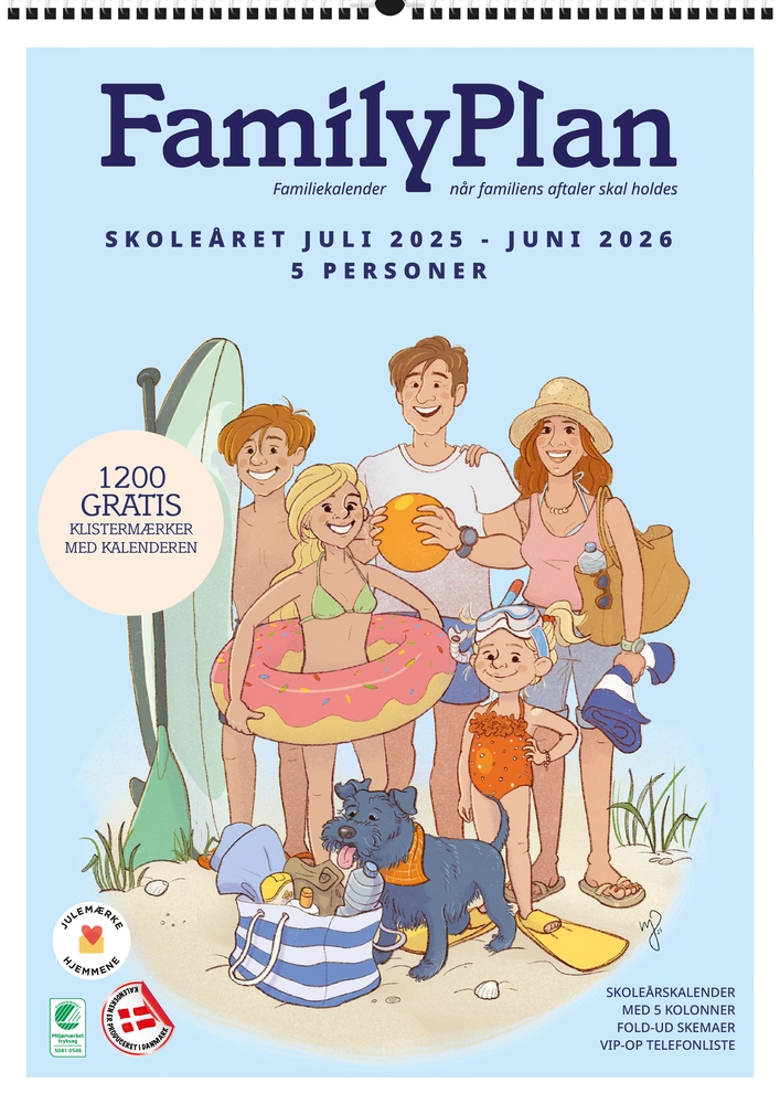 FamilyPlan Skolerskalender 25/26 5 Kolonner