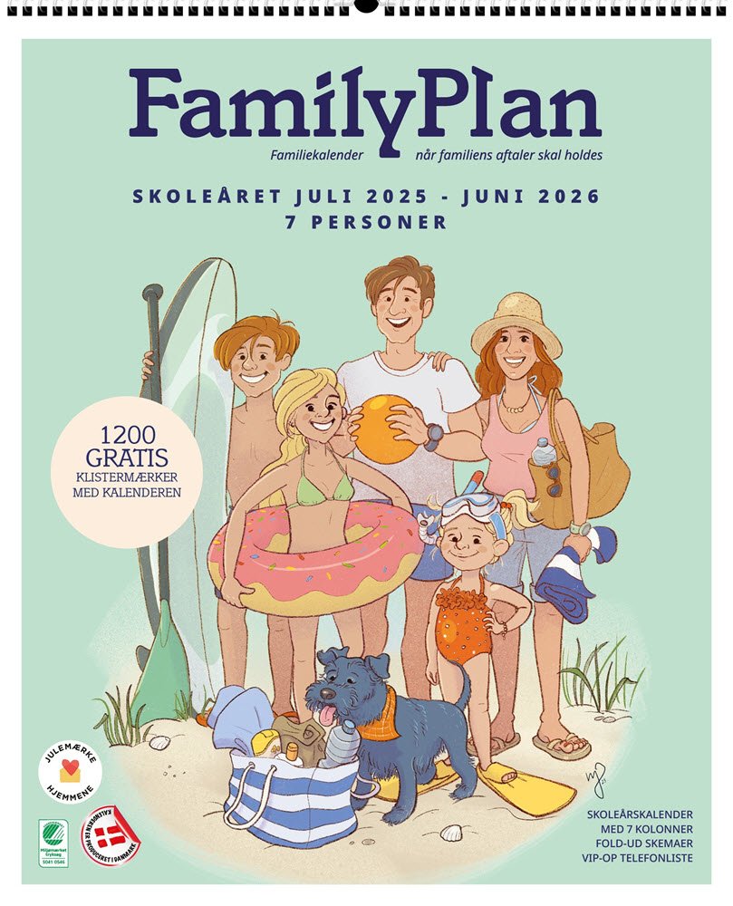 FamilyPlan Skolerskalender 25/26 7 Kolonner