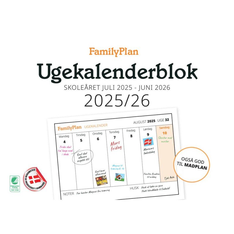 FamilyPlan Skolerskalender 25/26 Blok