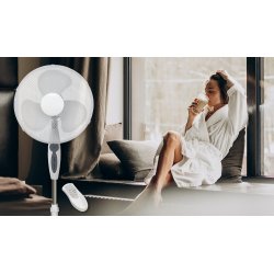 16'' Standing Fan 15CM (40W) with Remote, Grey
