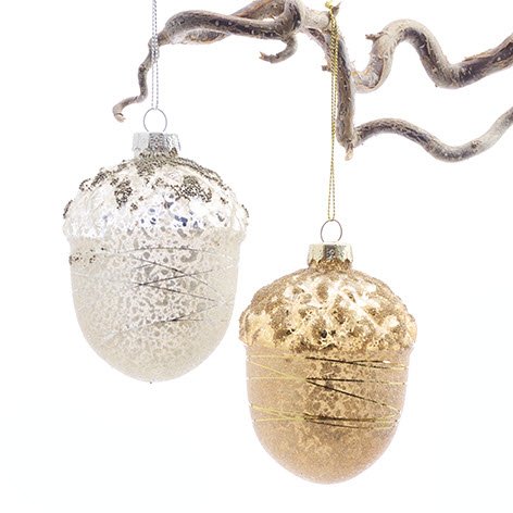 Agern glas med glitter og snor