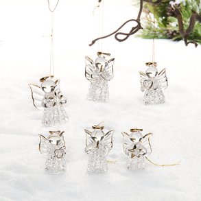 Engle glas med gulddekoration og snor