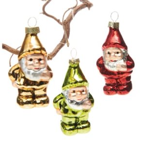 Glasfigur nissegnom med snor 8cm 3 stk 