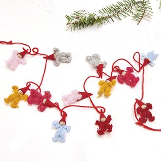 Guirlande garnnisse (12) multifarvet 5cm