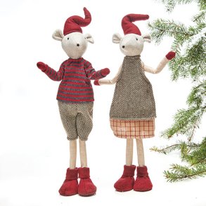 Julemus stof med hj hat 23cm