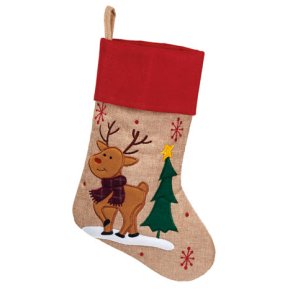 Julesok naturfarvet med rensdyr 40cm