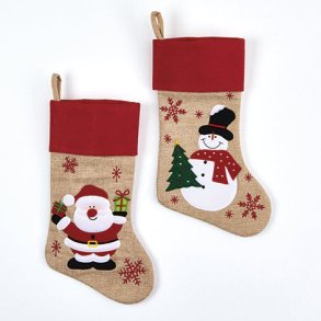 Julesok naturfarvet med snemand og rensdyr 40cm