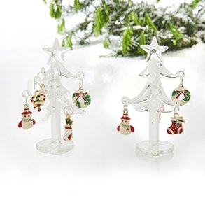 Juletr klart glas med metal julefigurer 9cm