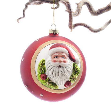 Kugle glas med julemandshoved og snor