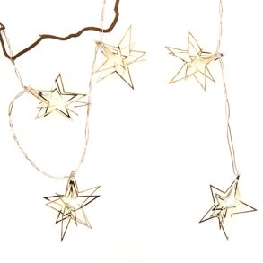 LED Lys 10stk 7cm metal stjerner slv batteri 