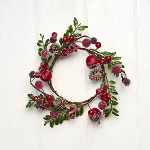 Lyskrans med kogler og rde br til 100mm lys 16cm