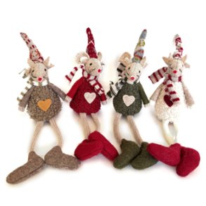 Mus stof med hngeben 15cm