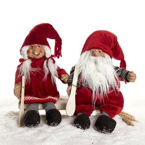 Nisse mand eller kone siddende 30cm