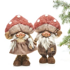 Nisse med svampehat mand/kone stof 33cm