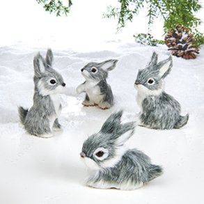 Kanin kunstpels 7-11 cm gr/hvid 4 ass 1. stk