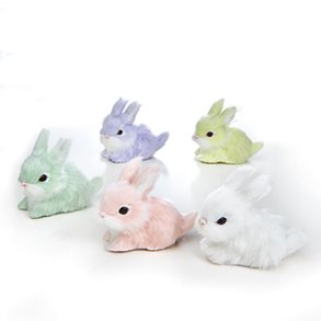 Kanin liggende kunstpels pastelfarver 7 cm 5 ass 1. stk